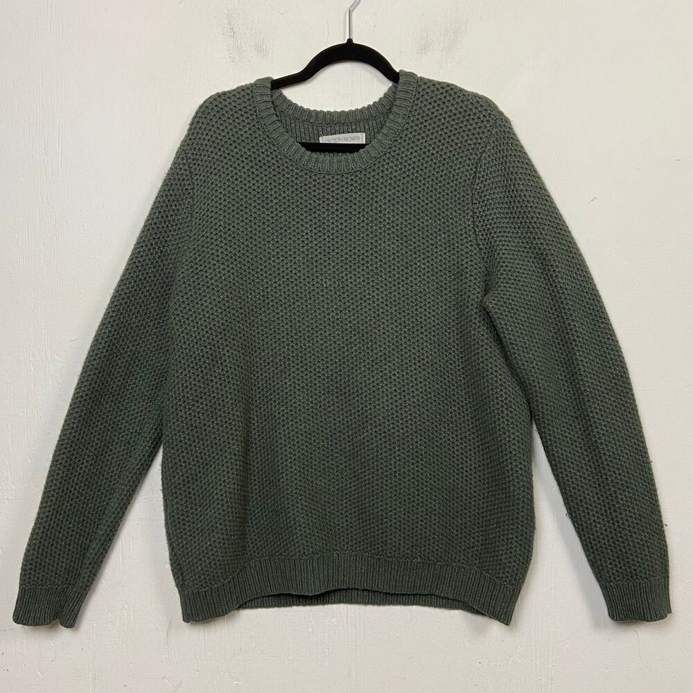 Outerknown Eastbank Crew Sweater Mens XL Moss Green Merino Wool Cotton